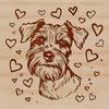 Heartwarming Small Breed Dog Design Small breed dog with heart patterns on its fur, identified as a Miniature Schnauzer.