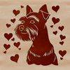 Cute Miniature Schnauzer Portrait with Hearts A close-up illustration of a Miniature Schnauzer's head with heart-shaped designs.