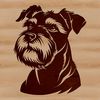Adorable Dog Vector Head Design A detailed vector illustration of a Miniature Schnauzer's head, ideal for custom clip art and designs.
