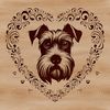 Miniature Schnauzer Portrait Art A detailed illustration of a Miniature Schnauzer's head featuring ornate details.