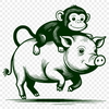 Cute Monkey Pig Hybrid Illustration A digital illustration of a monkey-pig hybrid in vector format.