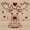 A stylized illustration of a moose with heart details, suitable for vector graphic design.