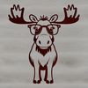 Whimsical Moose Illustration with Spectacles A large wild animal wearing glasses in a whimsical illustration style.