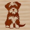 A cute, small dog breed sitting on its haunches, depicted as a vector image for various design purposes.