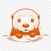 Close-up illustration of a peeking otter's face in vector format