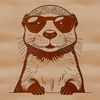 A playful river otter wearing sunglasses and enjoying the outdoors.