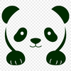 Panda Silhouette A realistic illustration of a panda peeking out from behind a tree, created as vector art.