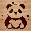 Whimsical Panda Clip Art SVG Design A cartoon panda bear with heart-shaped designs and patterns, suitable for various digital applications.