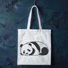 Panda Bear Clip Art Design A black and white illustration of a panda bear in a relaxed pose.