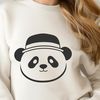 Cute Panda Silhouette with Hat Design A black and white panda wearing a hat, suitable for vector design and cutting machine projects.