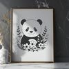 Whimsical Panda in Bloom A stylized illustration of a panda in a floral setting.