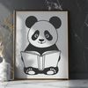 Cute Panda Holding Book Illustration A stylized illustration of a panda holding a book in its paws.