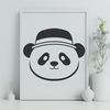Colorful Vector Panda Illustration A black and white panda wearing a hat, depicted in vector format.