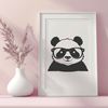 Adorable Panda in Trendy Specs A cute black-and-white panda wearing trendy glasses, depicted as a vector illustration.