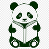 Panda in Mountain Retreat A digital illustration of a panda sitting on a mountain reading a book.