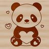 Playful Panda Clip Art Panda illustration with love hearts in a playful design, suitable for vector art and crafting projects.