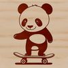 Cute Panda Riding a Board A detailed illustration of a panda standing on its hind legs, appearing as if it's ready to ride a skateboard.
