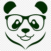 Cute Panda in Spectacles SVG Icon A panda wearing glasses, depicted as a vector graphic illustration.
