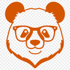 Whimsical Panda Icon A cartoon panda wearing glasses, depicted in a simple vector style.