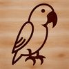 Whimsical Bird Perch Illustration A simple line drawing of a colorful parrot perched on a branch.