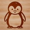 A simple line drawing of a cute penguin standing on an ice floe.
