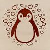 Cute Penguin Vector Graphic with Love Hearts A cute penguin character with love hearts surrounding its body, designed as a vector graphic.