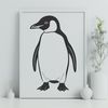 Black and White Bird Design A graphic illustration of a penguin in simple black and white lines.