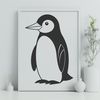 Simple Penguin Outline Image A single penguin standing on the ice, with a clear outline and simple design.