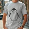A detailed illustration of a penguin in black and white, suitable for vector art projects.
