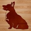 Welsh Corgi Breed Portrait in Line Art Style A stylized illustration of a seated Welsh Corgi, ideal for digital projects.