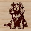 A sitting Cocker Spaniel dog breed with floppy ears and a wagging tail.