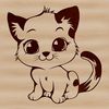 A playful sitting kitten illustrated in vector format.