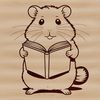 Adorable Pet Hamster Reading Book A small mammal with a book in its paws sits on a surface, surrounded by a circle.