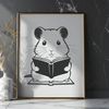 Adorable Cartoon Hamster Reading a Book A cartoon hamster sitting with a book in its paws, illustration vector art
