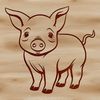 A stylized illustration of a standing pig with a simple design, suitable for digital use.