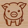 Cute Pig SVG Design A simple line drawing of a pig standing on a farm background.