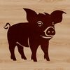 Illustration of a Happy Pig An illustration of a pig, a common farm animal, created as a scalable SVG graphic.