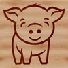 Simple Farm Animal SVG Graphics A simple line drawing of a standing pig with cute features.