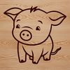 A simple illustration of a standing farm animal, depicted as a cute piglet in a cartoon style.