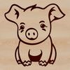 Cute Sitting Pig Line Art A simple line drawing of a sitting pig with cute facial features.