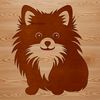 Small Dog Silhouette Vector Graphic A small breed dog sitting on its hind legs with a fluffy coat and erect ears.