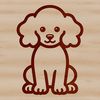 A simple line drawing of a cute sitting poodle in vector format.