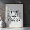 Woodland Wildlife SVG Illustration A detailed illustration of a possum in its natural habitat surrounded by foliage.