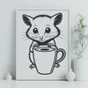 A detailed illustration of a wild possum animal, suitable for various design applications.