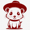 A cartoon-style illustration of a wild animal wearing a hat, depicted in vector form.