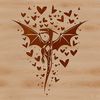 A colorful illustration of a Pteranodon, a prehistoric flying reptile from the Cretaceous period, surrounded by heart shapes.