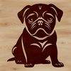 Pug Portrait in Vector Style A sitting pug dog in an illustration style.
