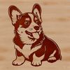 Vector Welsh Corgi Clip Art Design A stylized illustration of a sitting Welsh Corgi, depicted in a simple vector design.