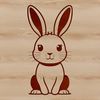 A sitting rabbit in a neutral background, ready for custom illustration or design projects.