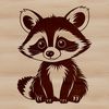 A detailed illustration of a raccoon in vector format, suitable for digital cutting machines and laser cutters.